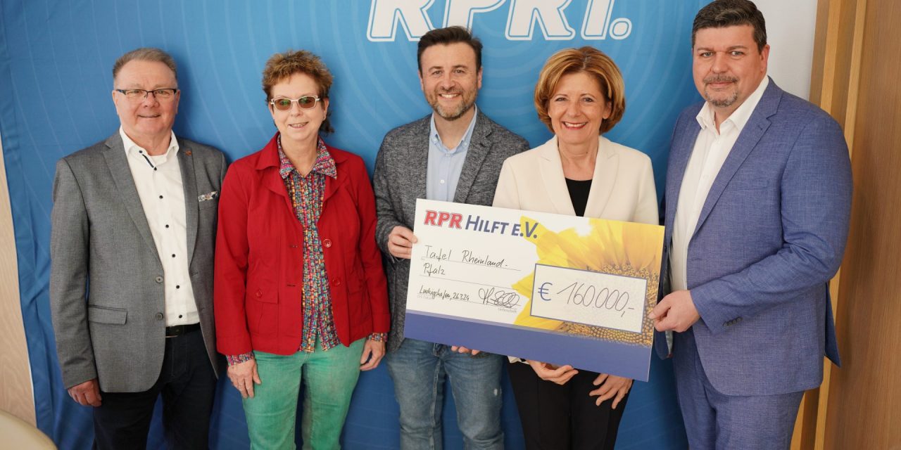 RPR HILFT e.V. spendet 160.000 Euro zugunsten der Tafeln in Rheinland-Pfalz.